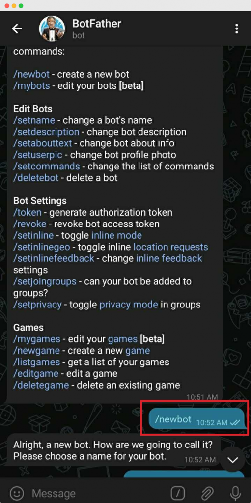 Telegram chatbot