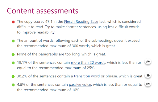 Yoast Content Assessment